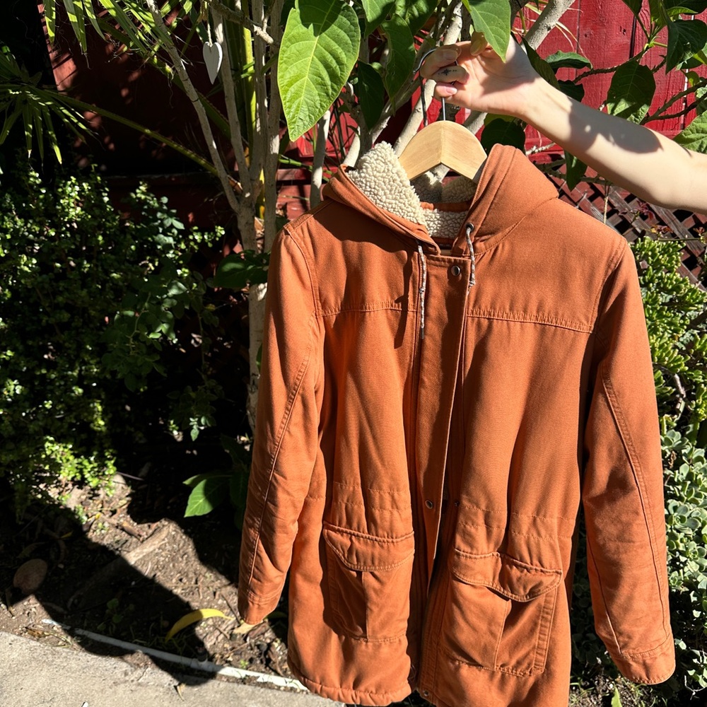 Patagonia Women's Prairie Dawn Sherpa Parka, Rust orange Parka Jacket, M - Picture 7 of 7